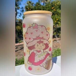 Strawberry shortcake Libby can glass frosted 16oz
